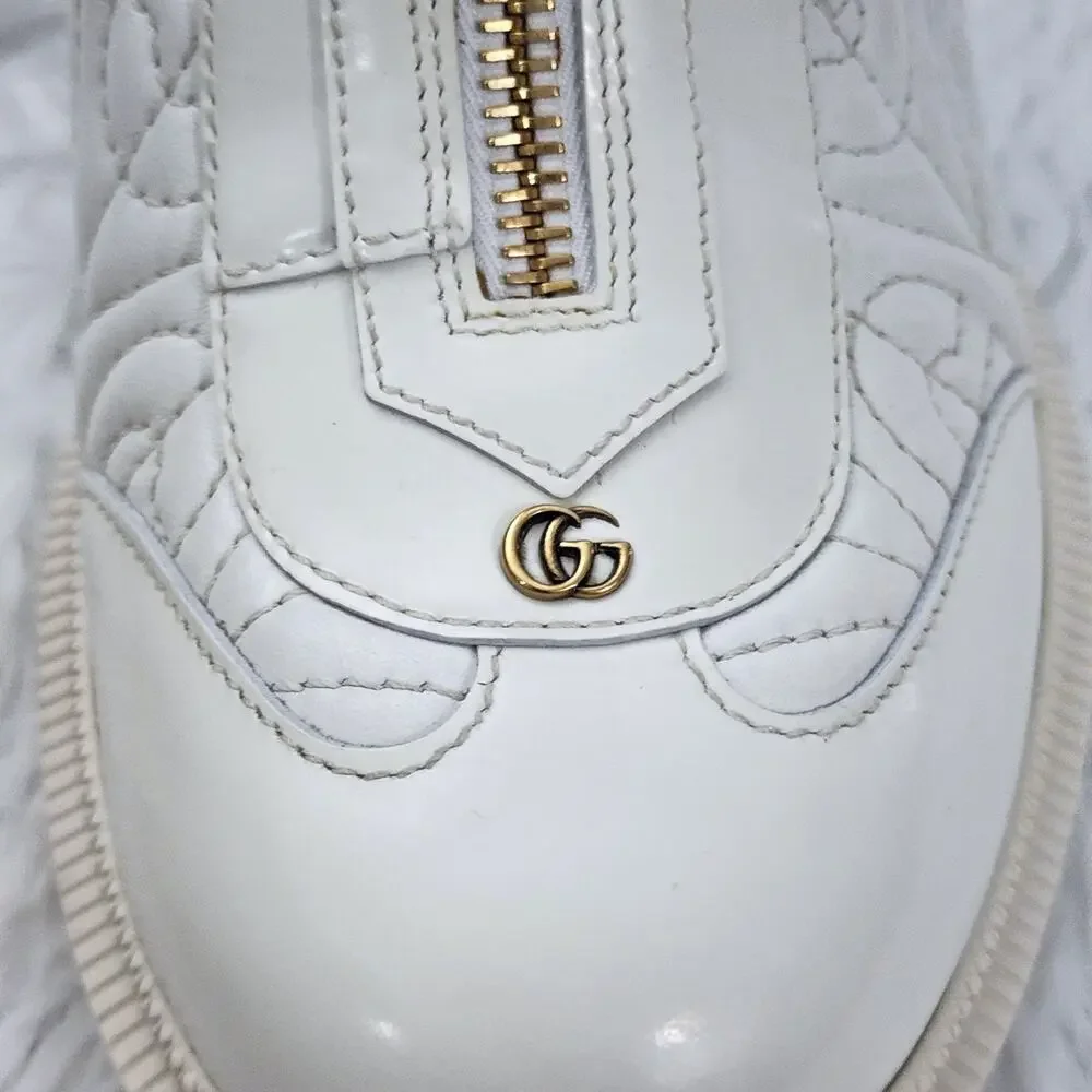 Gucci Calfskin G Rhombus Quilted Ankle Boots White 39.5G | 9.5 US - Picture 6 of 16